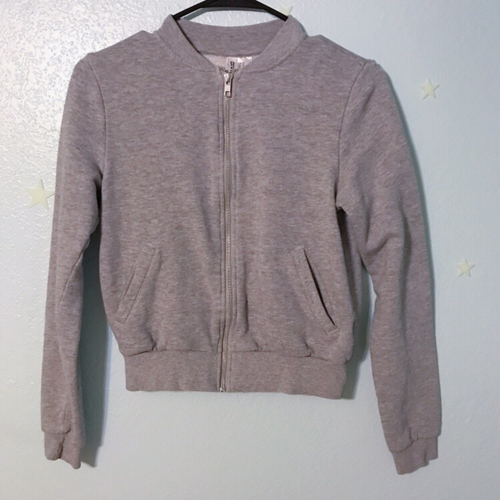 H&M bomber style grey sweater